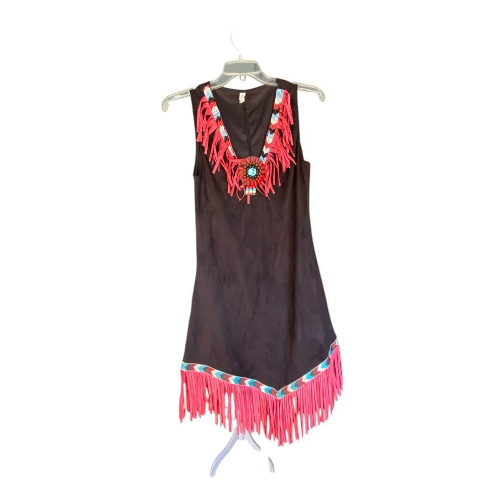 Native American Red Fringe Costume Size Small